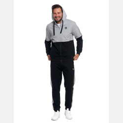 BLUZA męska z kapturem na zamek DWUKOLOROWA szaro-czarna  MORAJ